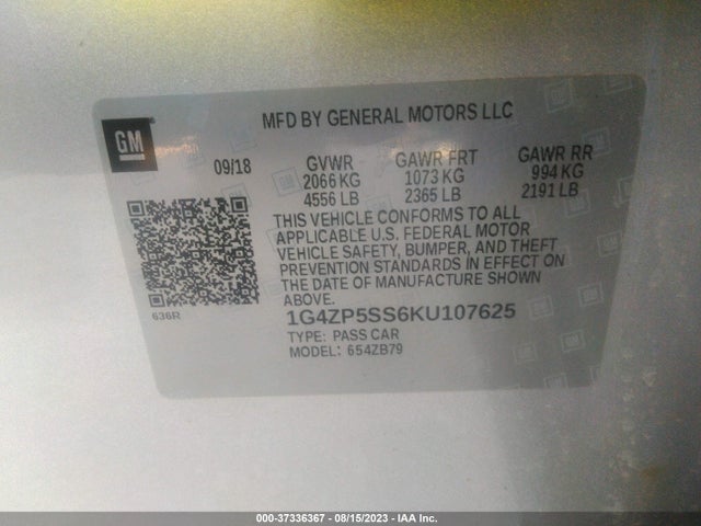 2019 BUICK LACROSSE ESSENCE VIN: 1G4ZP5SS6KU107625