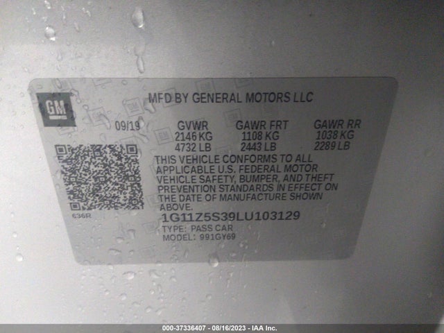 Chevrolet IMPALA LT 2020 1G11Z5S39LU103129 Image 9