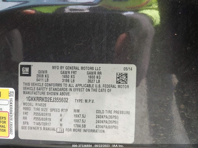 GMC Acadia Slt-1 2014 1GKKRRKD2EJ355602 Image 9