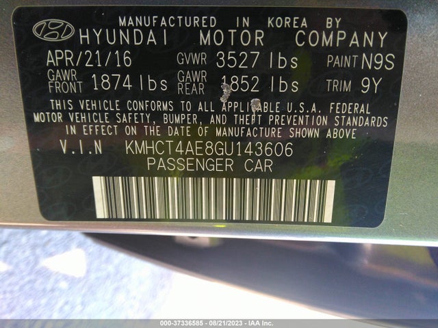 2016 HYUNDAI ACCENT SE VIN: KMHCT4AE8GU143606