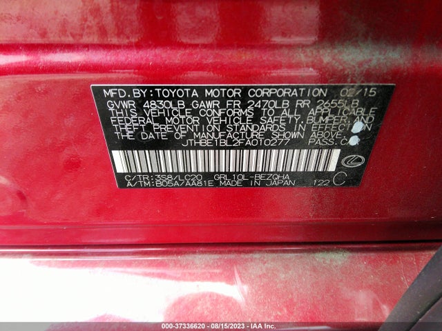 Lexus GS 350 2015 JTHBE1BL2FA010277 Image 9