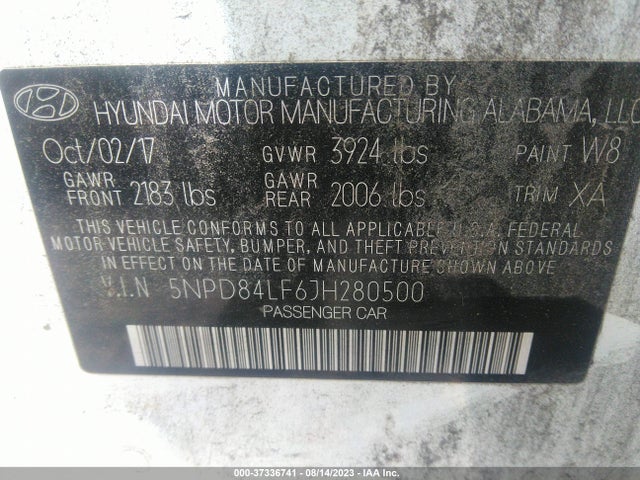 Hyundai ELANTRA SEL 2018 5NPD84LF6JH280500 Image 9