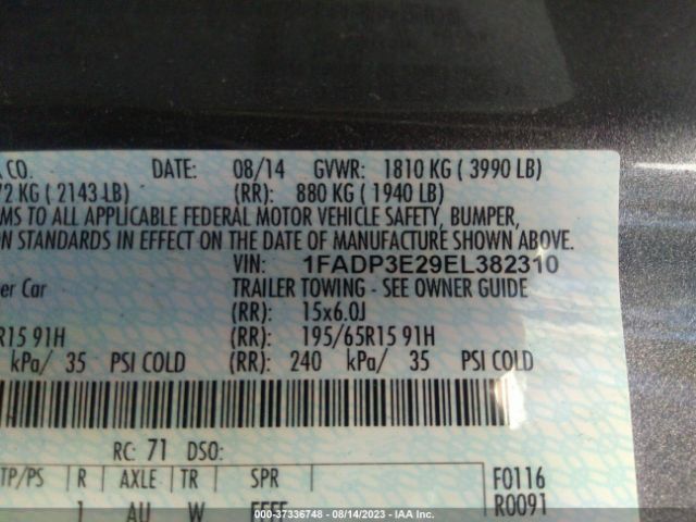 1FADP3E29EL382310 Ford FOCUS S