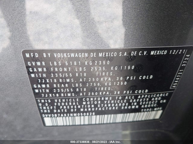 3VV3B7AX2NM050626 Volkswagen TIGUAN SE