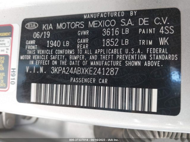 3KPA24ABXKE241287 KIA RIO S