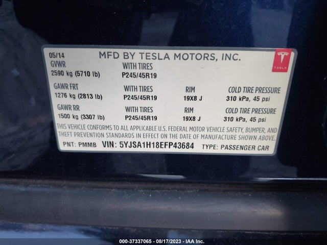 5YJSA1H18EFP43684 Tesla Model S 60 Kwh Battery/p85