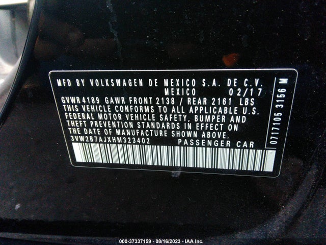 3VW2B7AJXHM323402 Volkswagen Jetta 1.4t S