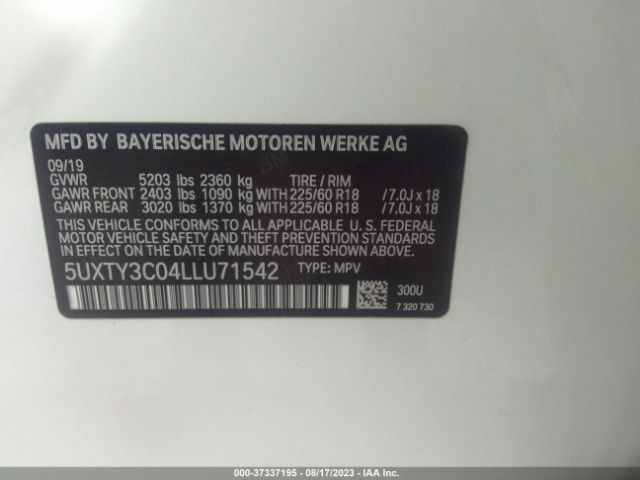5UXTY3C04LLU71542 BMW X3 Sdrive30i