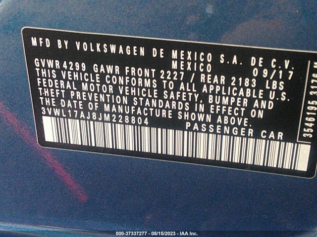 3VWL17AJ8JM228804 Volkswagen Jetta 1.8t Sel