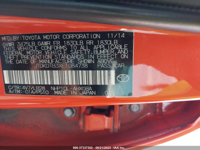 Toyota Prius C One/three/two/four 2014 JTDKDTB3XE1084738 Image 9