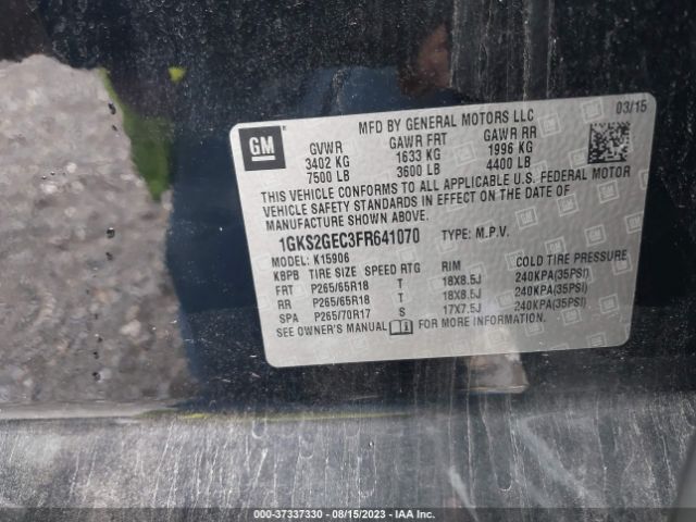 1GKS2GEC3FR641070 GMC Yukon Xl Sle