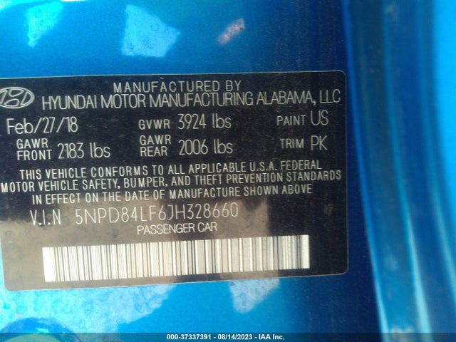 Hyundai ELANTRA SEL 2018 5NPD84LF6JH328660 Image 15