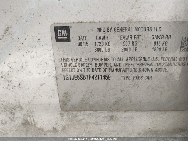 Chevrolet SONIC LTZ 2015 1G1JE5SB1F4211459 Image 9