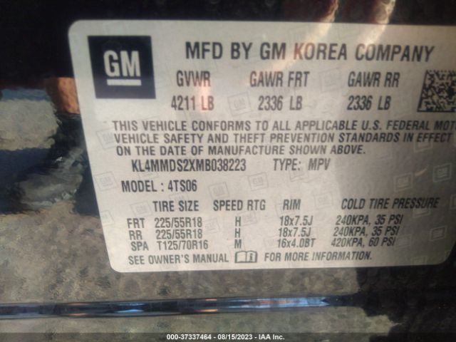 KL4MMDS2XMB038223 Buick Encore Gx Select