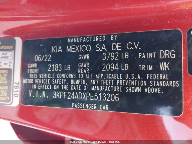 3KPF24ADXPE513206 KIA Forte Lxs