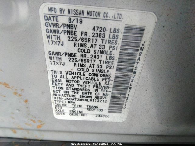JN8AT2MV4LW113212 Nissan ROGUE SV