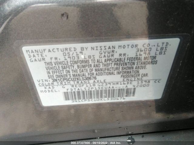 3N1CP5CU2KL530676 Nissan KICKS SV