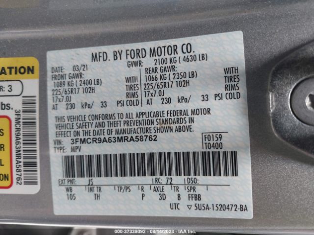 3FMCR9A63MRA58762 Ford Bronco Sport Base