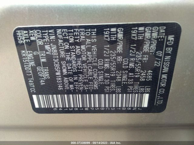 JN8BT3CB5PW183146 Nissan Rogue Sl