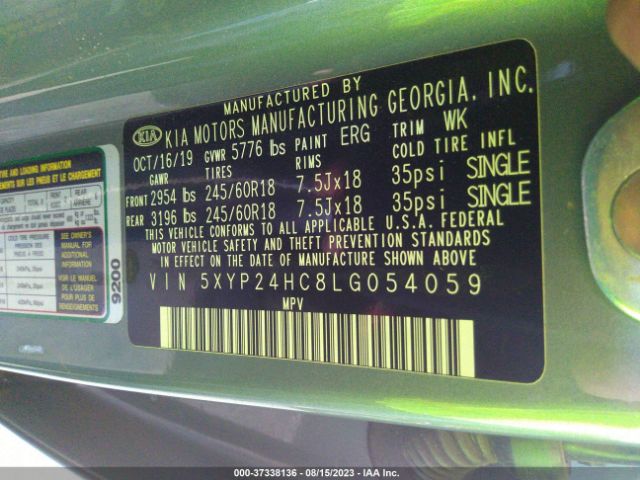 5XYP24HC8LG054059 KIA Telluride Lx