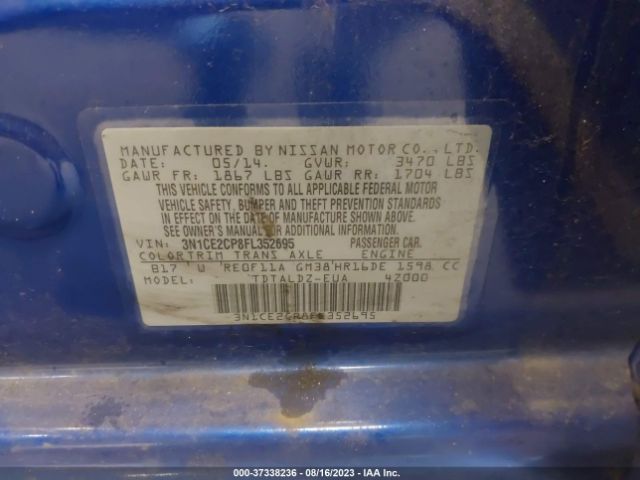 3N1CE2CP8FL352695 Nissan Versa Note Sv