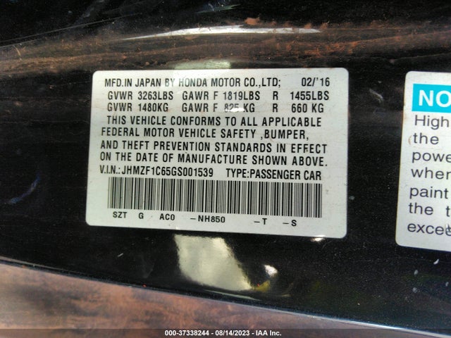 Honda Cr-z Ex/ex-l 2016 JHMZF1C65GS001539 Image 14