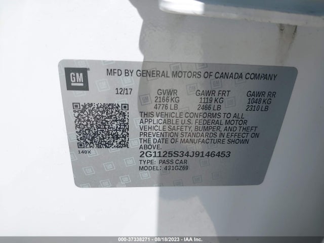 Chevrolet Impala Premier 2018 2G1125S34J9146453 Image 9
