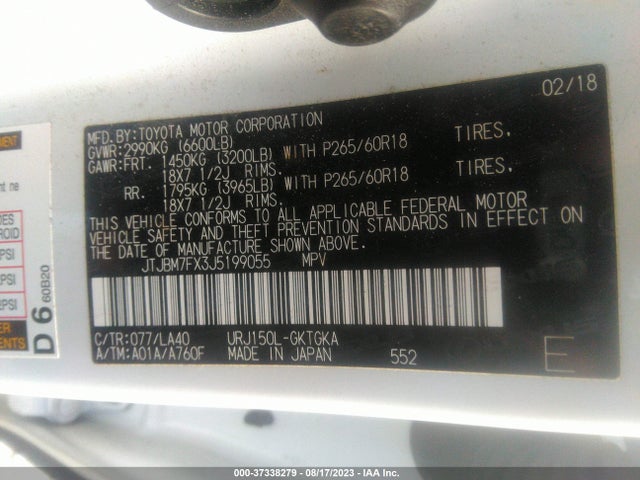 JTJBM7FX3J5199055 Lexus Gx Gx 460