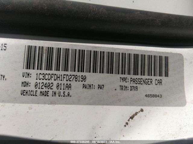 1C3CDFDH1FD278190 Dodge Dart Aero