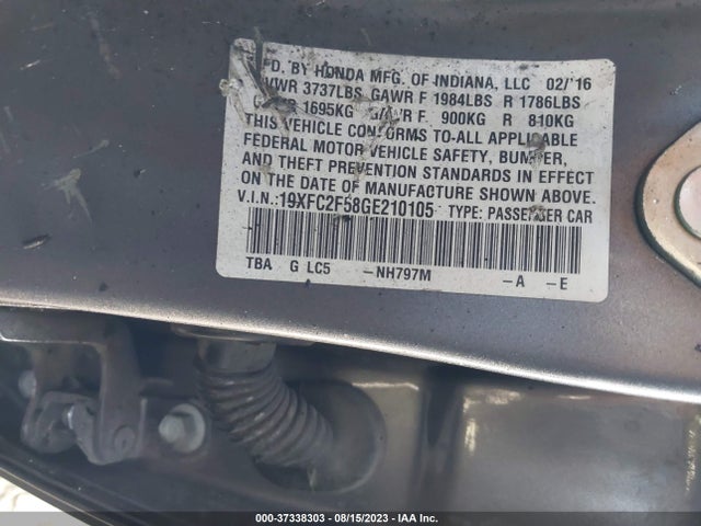 Honda Civic Sedan Lx 2016 19XFC2F58GE210105 Image 9