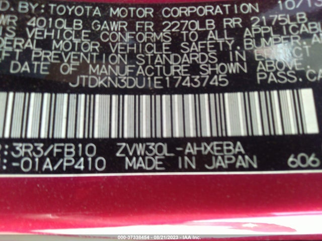 Toyota Prius Four/five/three/one/two 2014 JTDKN3DU1E1743745 Image 9