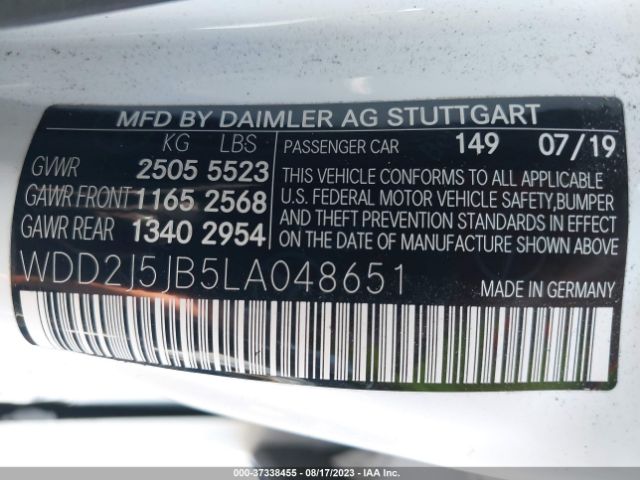 WDD2J5JB5LA048651 Mercedes-Benz Cls Cls 450
