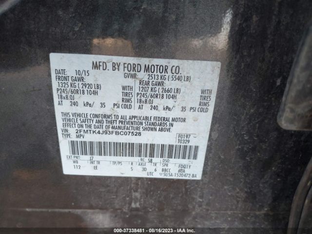 2FMTK4J93FBC07528 Ford EDGE SEL