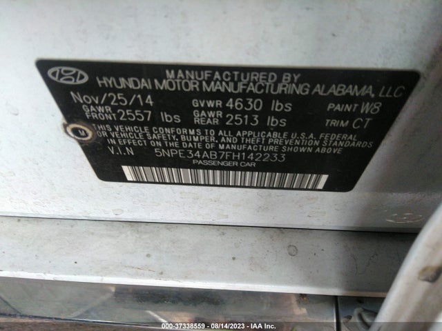 Hyundai Sonata 2.0t Limited 2015 5NPE34AB7FH142233 Image 9