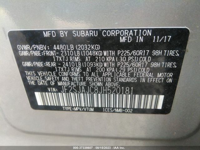 JF2SJAJC8JH520181 Subaru Forester Limited