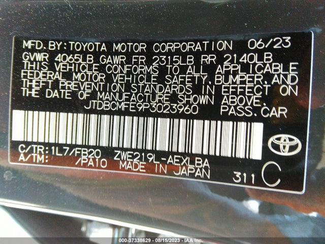 Toyota Corolla Hybrid 2023 JTDBCMFE9P3023960 Image 9