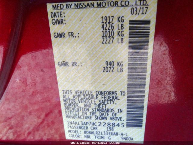 1N4AL3AP7HC228845 Nissan Altima 2.5 Sl