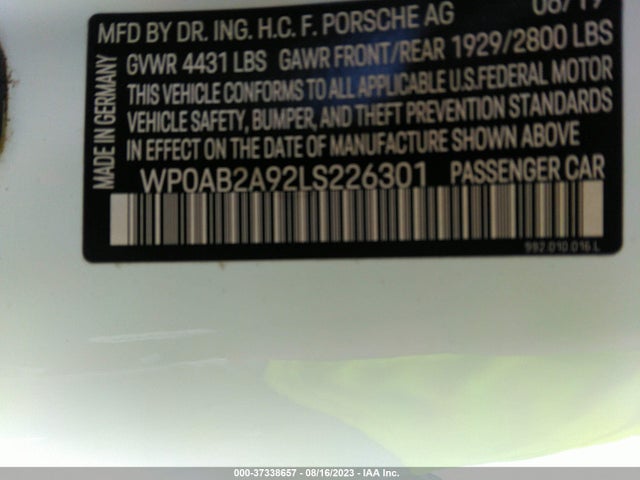 2020 PORSCHE 911 WP0AB2A92LS226301 Photo 8