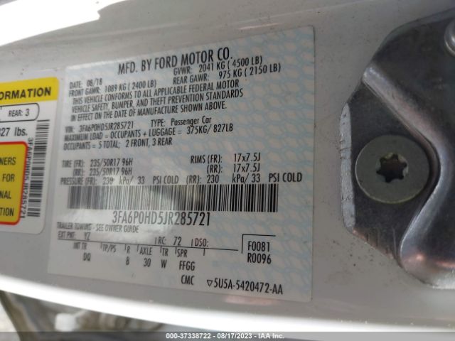 3FA6P0HD5JR285721 Ford FUSION SE