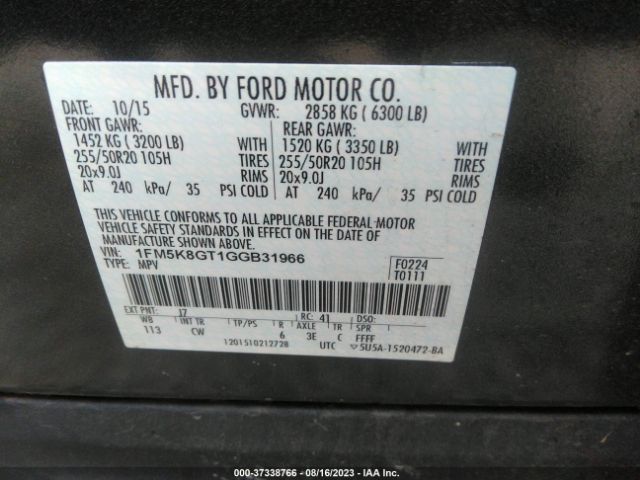 1FM5K8GT1GGB31966 Ford EXPLORER SPORT