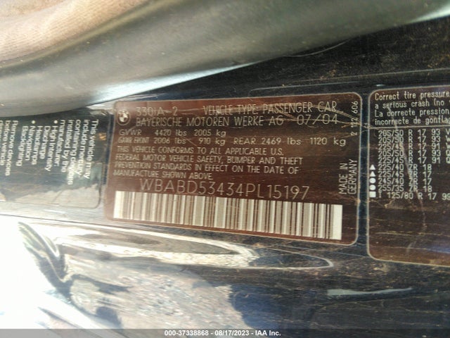 2004 BMW 3 SERIES WBABD53434PL15197 Photo 8