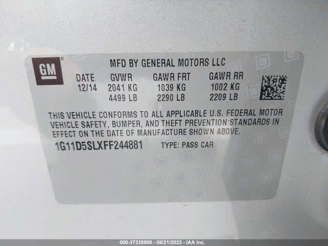 Chevrolet MALIBU LT 2015 1G11D5SLXFF244881 Image 9