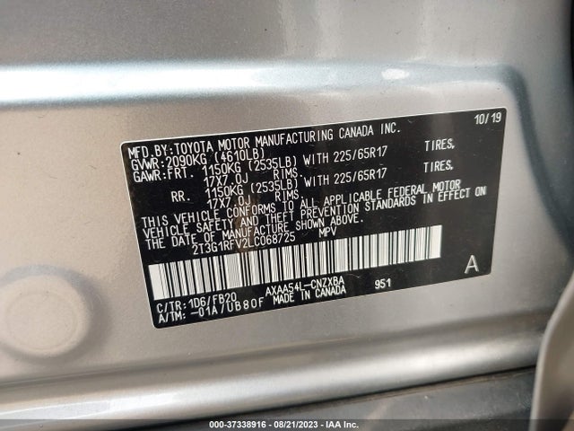 Toyota RAV4 LE 2020 2T3G1RFV2LC068725 Image 16