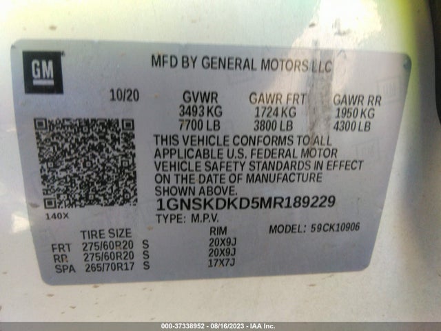Chevrolet Suburban Z71 2021 1GNSKDKD5MR189229 Image 10