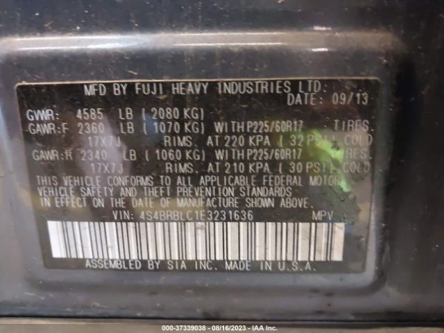 4S4BRBLC1E3231636 Subaru Outback 2.5i Limited