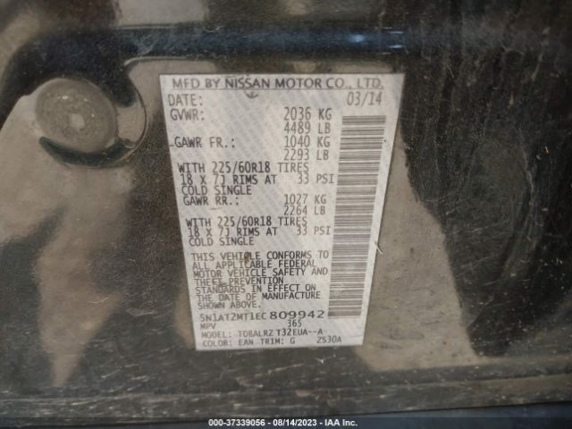 5N1AT2MT1EC809942 Nissan Rogue Sl