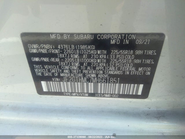 Subaru Crosstrek Limited 2021 JF2GTHMC7MH661851 Image 9
