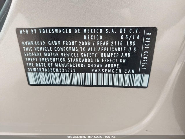 3VW1K7AJ3EM321773 Volkswagen Jetta Sedan S