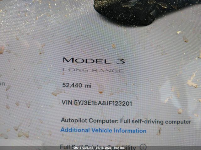 5YJ3E1EA8JF123201 Tesla Model 3 Range Battery