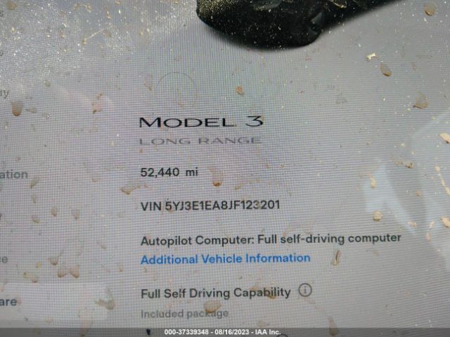 5YJ3E1EA8JF123201 Tesla Model 3 Range Battery